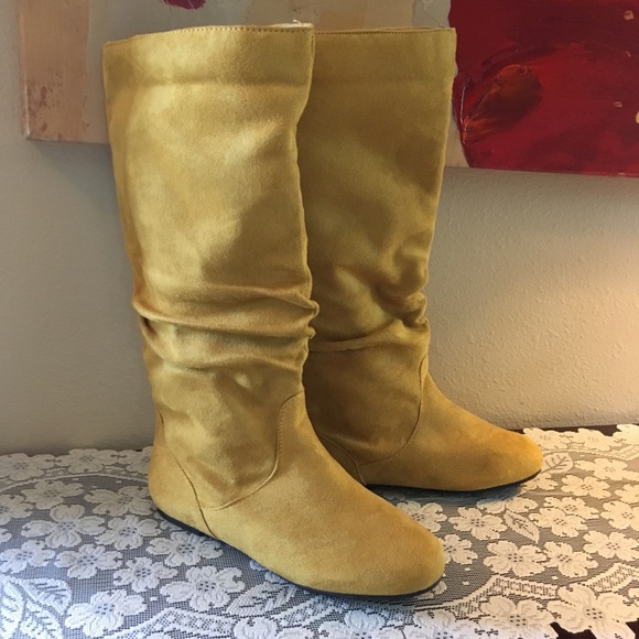 yellow flat boots